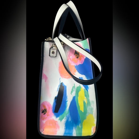 RARE Kate Spade Watercolor Abstract Floral Design 100% leather Tote Bag - Picture 10 of 16